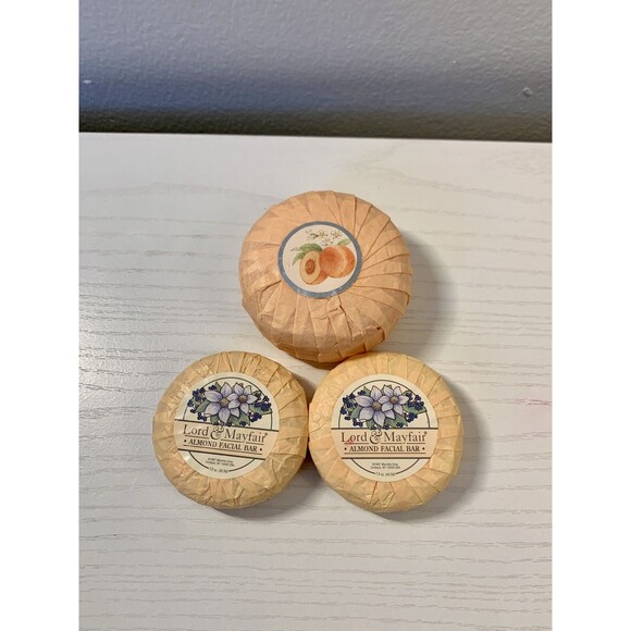 3X VTG Lord & Mayfair Soap Facial Bars Almond Peach French Milled 1987 Marietta - Picture 2 of 6